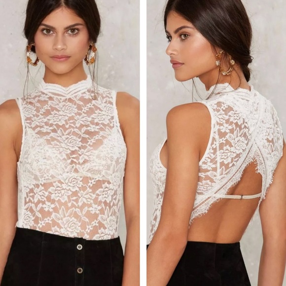 Nasty Gal Tops - Nasty Gal Rehab Angel Baby Lace Bodysuit
